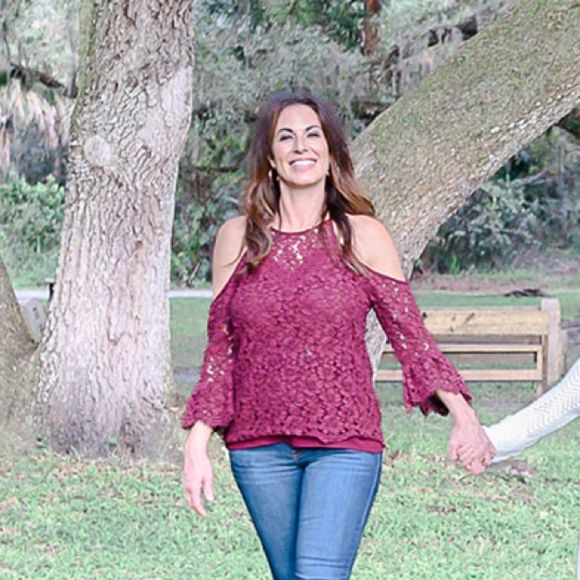 Skies Are Blue Tops - Skies Are Blue Lia Cold Shoulder Lace Blouse